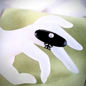 Black Oval Cocktail Ring Filigree